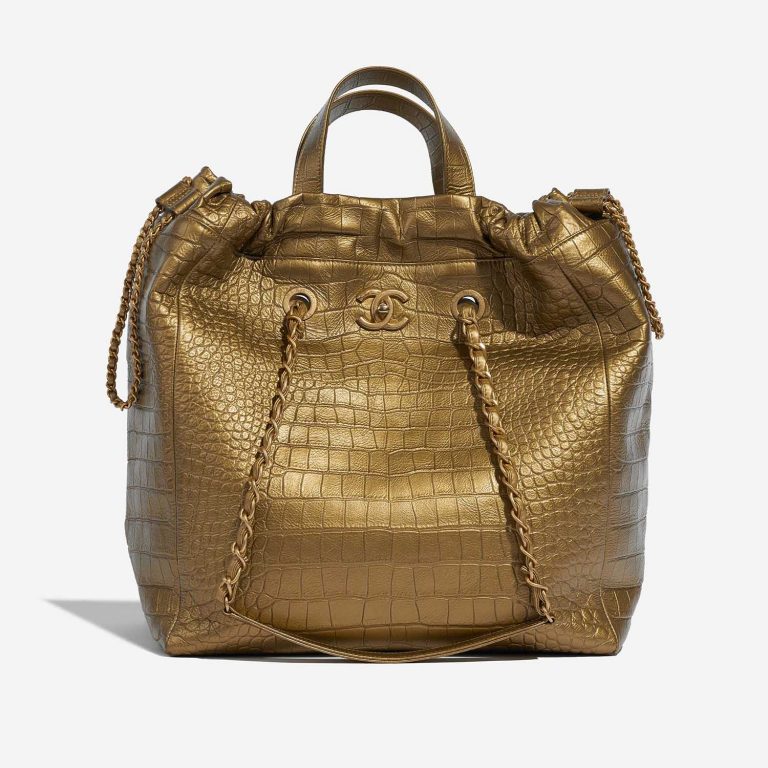 Pre-owned Chanel bag Shopping Tote Calf Gold Gold Front | Sell your designer bag on Saclab.com