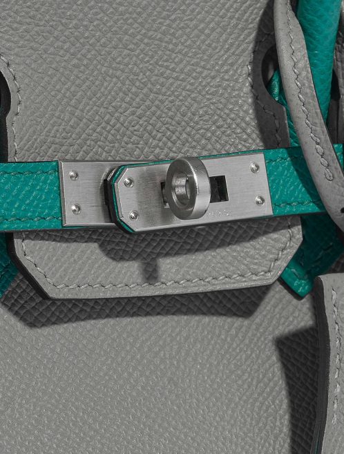 Pre-owned Hermès bag Birkin HSS 25 Epsom Gris Mouette / Blue Paon Green, Grey Closing System | Sell your designer bag on Saclab.com
