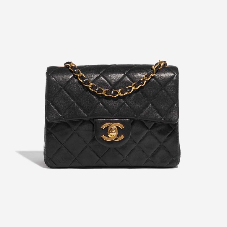 Pre-owned Chanel bag Timeless Mini Square Lamb Black Black Front | Sell your designer bag on Saclab.com