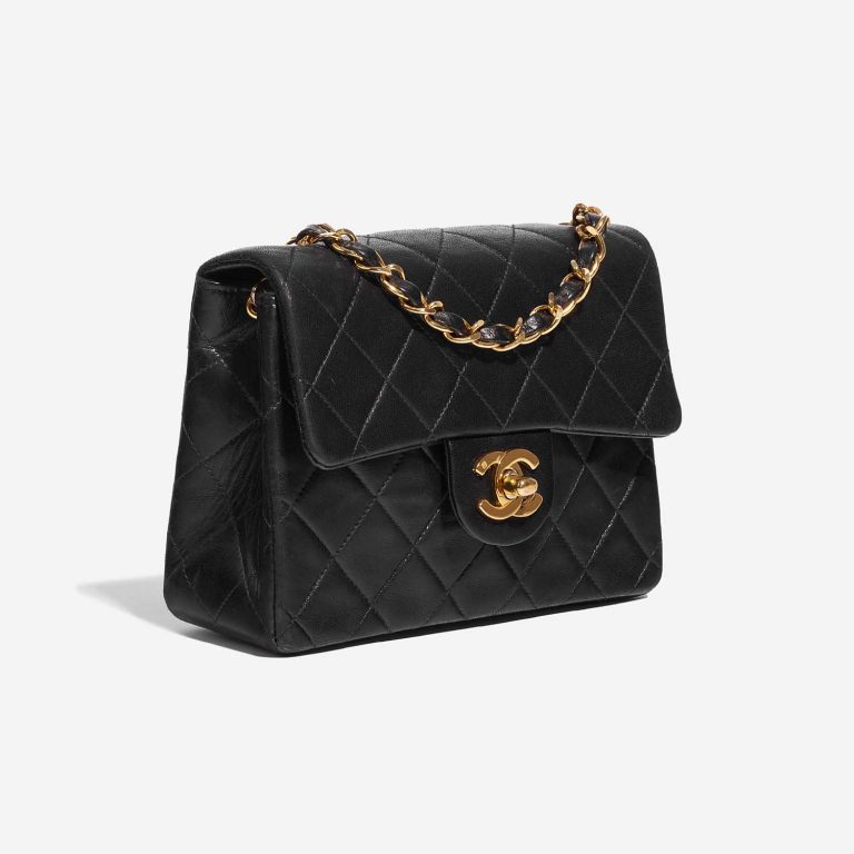 Pre-owned Chanel bag Timeless Mini Square Lamb Black Black Side Front | Sell your designer bag on Saclab.com