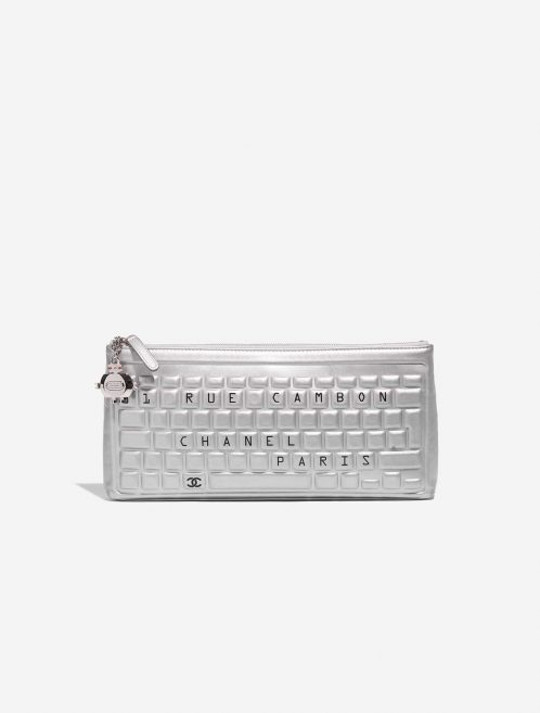 Pre-owned Chanel bag Keyboard Clutch Calf Silver Silver Front | Sell your designer bag on Saclab.com