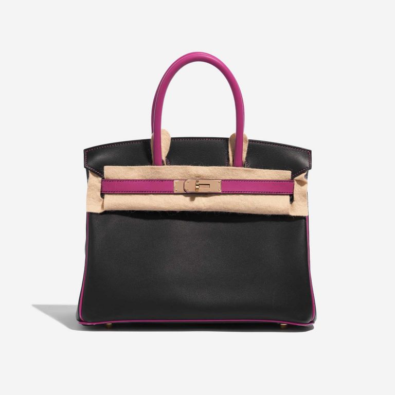 Pre-owned Hermès bag Birkin HSS 30 Swift Black / Rose Pourpe Black, Rose Front Velt | Sell your designer bag on Saclab.com
