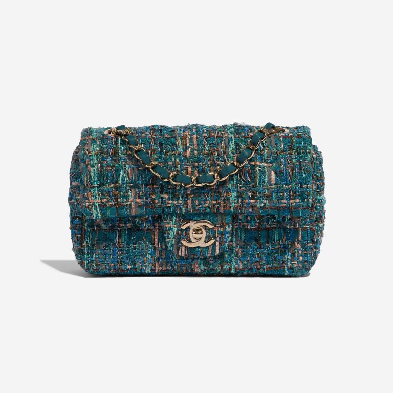 Pre-owned Chanel bag Timeless Mini Rectangular Tweed Blue / Green Blue, Green Front | Sell your designer bag on Saclab.com