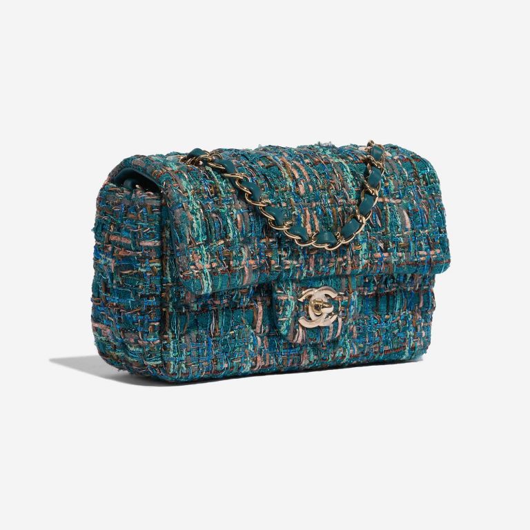 Pre-owned Chanel bag Timeless Mini Rectangular Tweed Blue / Green Blue, Green Side Front | Sell your designer bag on Saclab.com
