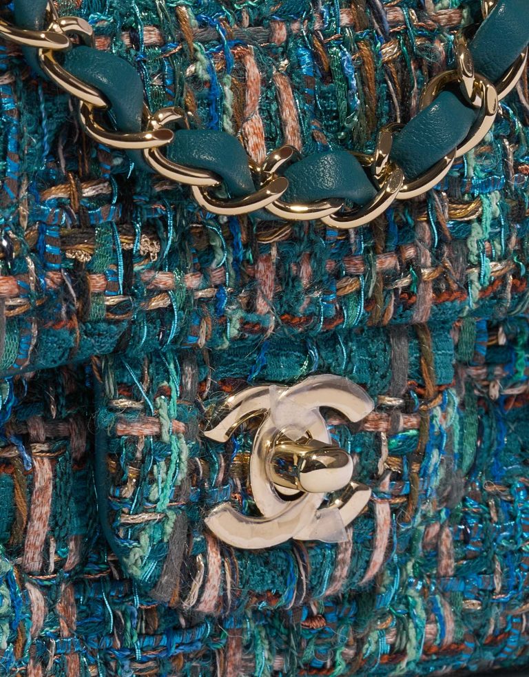 Pre-owned Chanel bag Timeless Mini Rectangular Tweed Blue / Green Blue, Green Closing System | Sell your designer bag on Saclab.com