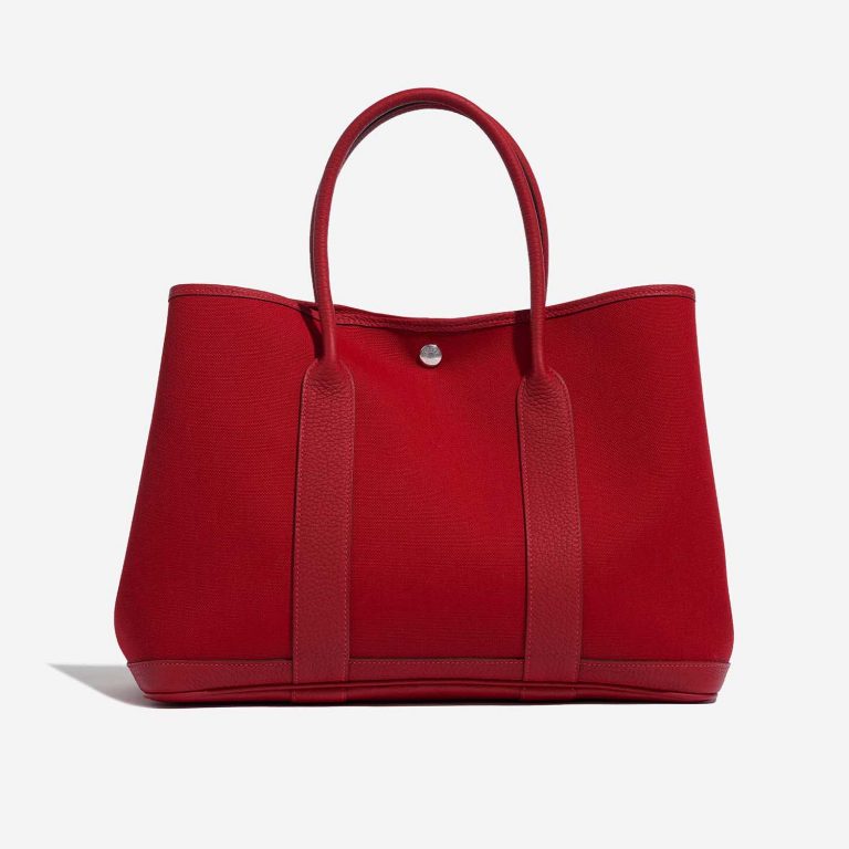 Pre-owned Hermès bag Garden Party 36 Toile Militaire / Veau Negonda Rouge Piment Red Front | Sell your designer bag on Saclab.com