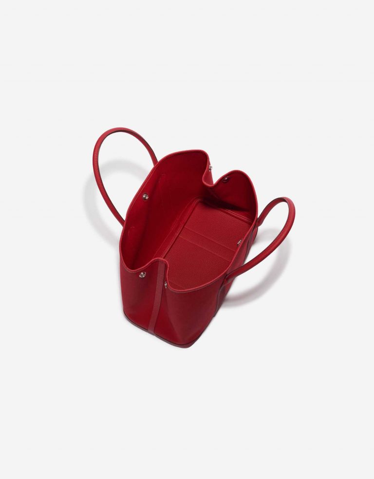Pre-owned Hermès bag Garden Party 36 Toile Militaire / Veau Negonda Rouge Piment Red Inside | Sell your designer bag on Saclab.com