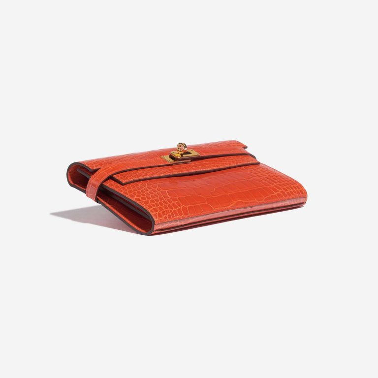 Pre-owned Hermès bag Kelly Long Wallet Alligator Orange Poppy Orange Bottom | Sell your designer bag on Saclab.com