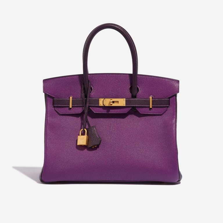 Pre-owned Hermès bag Birkin HSS 30 Chèvre Mysore Anémone / Raisin Violet Front | Sell your designer bag on Saclab.com