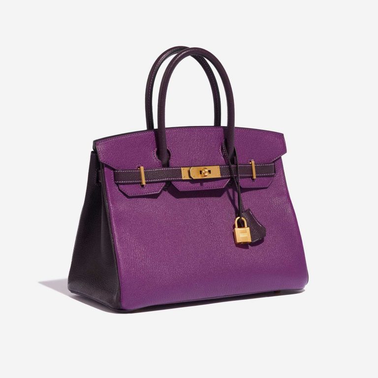 Pre-owned Hermès bag Birkin HSS 30 Chèvre Mysore Anémone / Raisin Violet Side Front | Sell your designer bag on Saclab.com