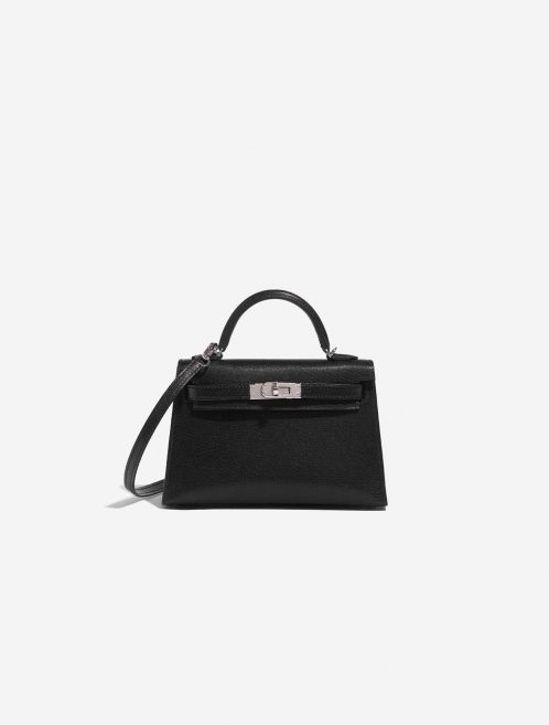 Pre-owned Hermès bag Kelly Mini Chèvre Chamkila Black Black Front | Sell your designer bag on Saclab.com