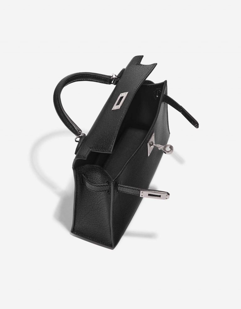 Pre-owned Hermès bag Kelly Mini Chèvre Chamkila Black Black Inside | Sell your designer bag on Saclab.com