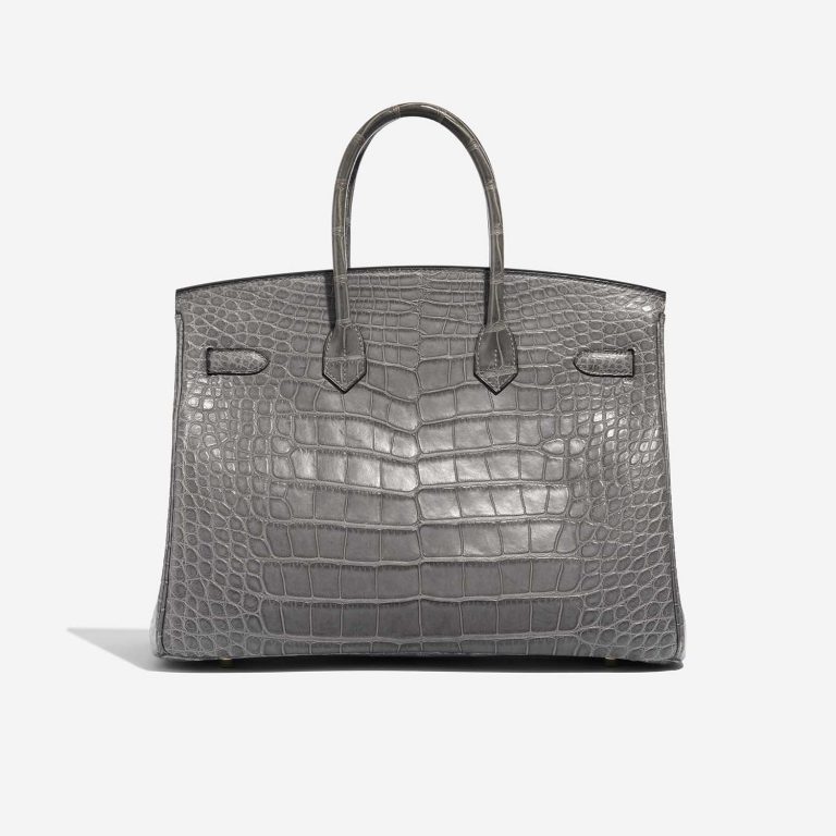Pre-owned Hermès bag Birkin 35 Matte Alligator Graphite Grey Back | Sell your designer bag on Saclab.com