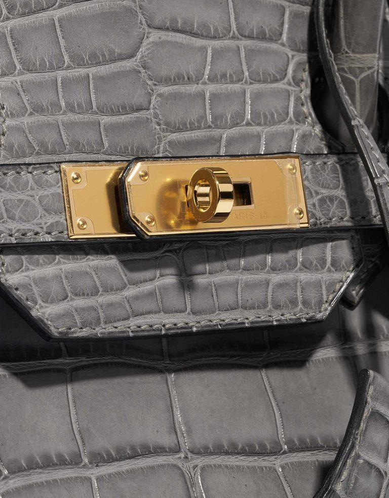 Pre-owned Hermès bag Birkin 35 Matte Alligator Graphite Grey Closing System | Sell your designer bag on Saclab.com