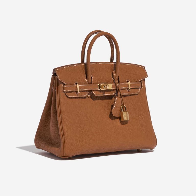 Pre-owned Hermès bag Birkin 25 Togo Gold Brown Side Front | Sell your designer bag on Saclab.com