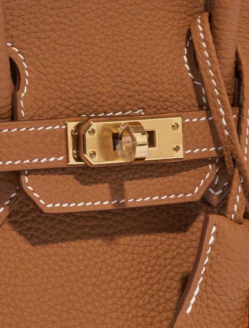 Pre-owned Hermès bag Birkin 25 Togo Gold Brown Closing System | Sell your designer bag on Saclab.com