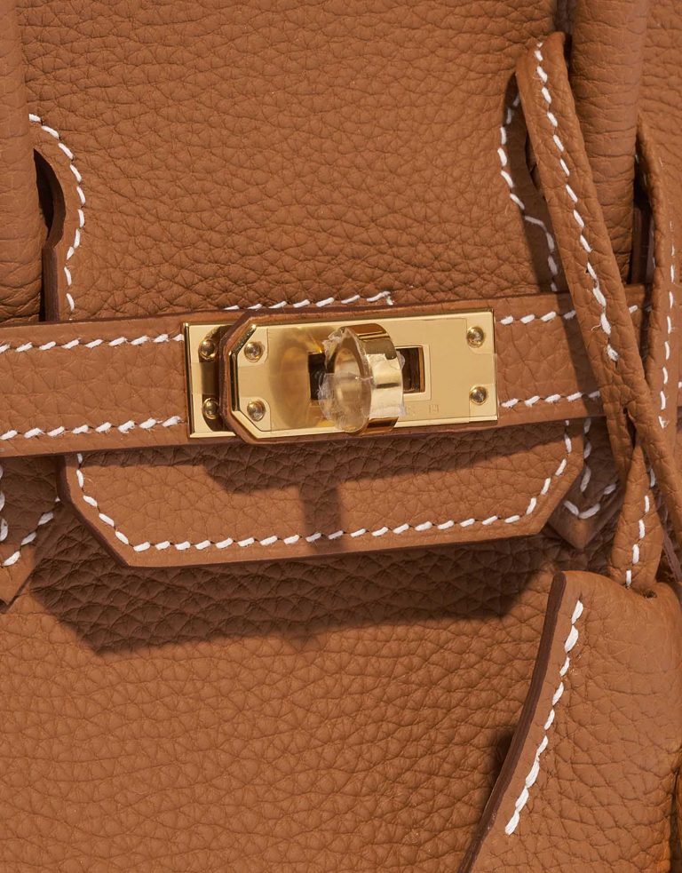 Pre-owned Hermès bag Birkin 25 Togo Gold Brown Closing System | Sell your designer bag on Saclab.com