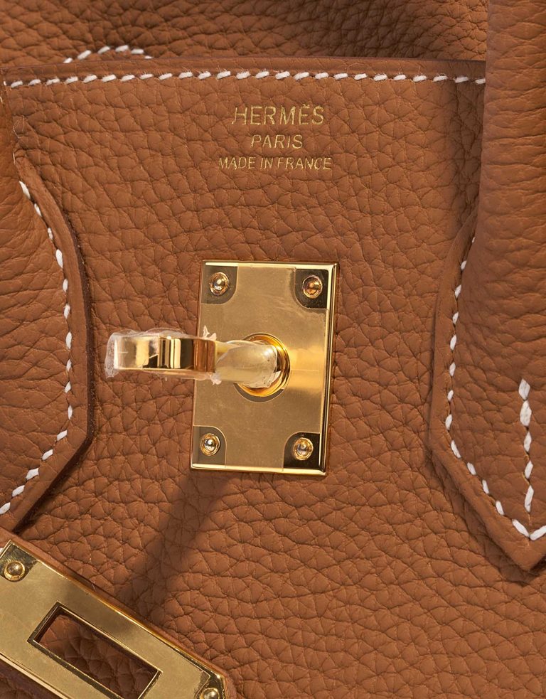 Pre-owned Hermès bag Birkin 25 Togo Gold Brown Logo | Sell your designer bag on Saclab.com