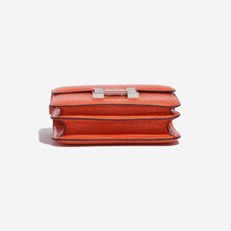 Pre-owned Hermès bag Constance 18 Matte Alligator Orange Poppy Orange Bottom | Sell your designer bag on Saclab.com