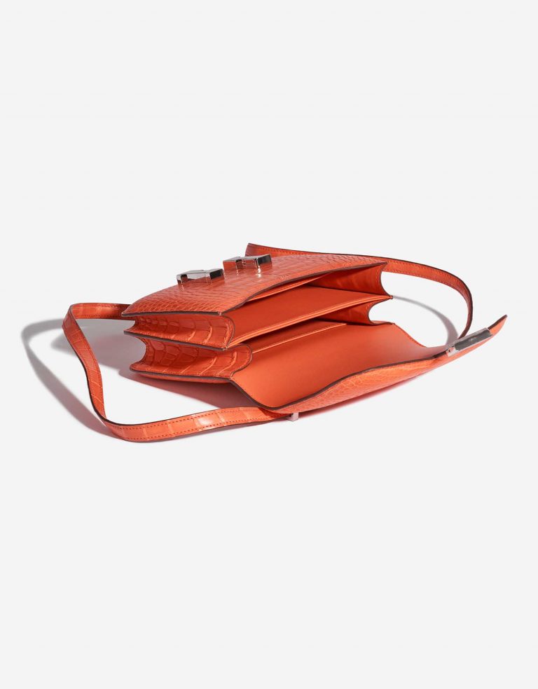 Pre-owned Hermès bag Constance 18 Matte Alligator Orange Poppy Orange Inside | Sell your designer bag on Saclab.com