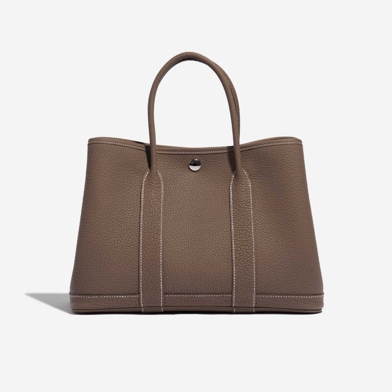 Pre-owned Hermès bag Garden Party 30 Veau Negonda Etoupe Brown Front | Sell your designer bag on Saclab.com