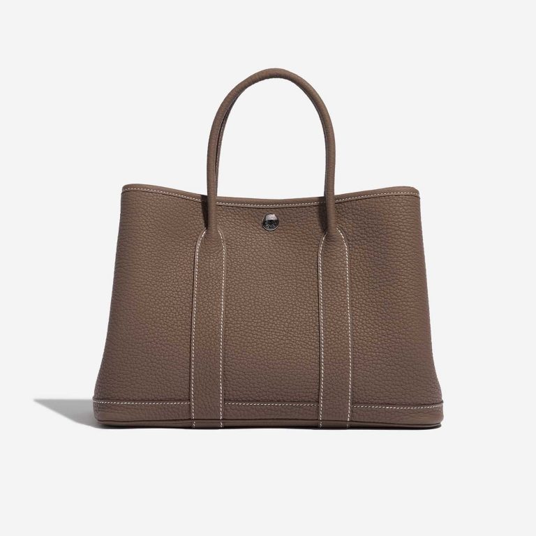 Pre-owned Hermès bag Garden Party 30 Veau Negonda Etoupe Brown Back | Sell your designer bag on Saclab.com