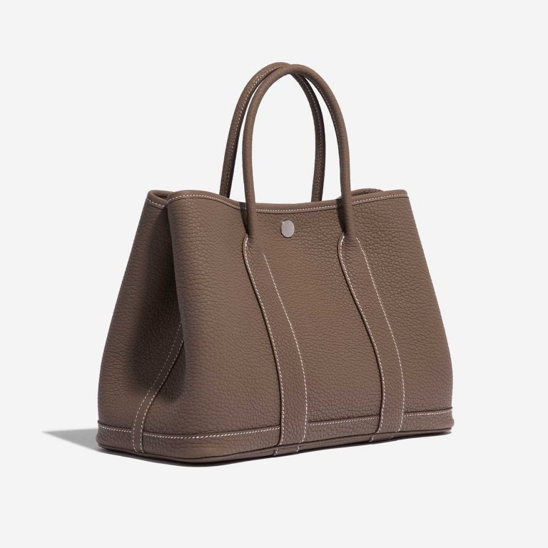 Pre-owned Hermès bag Garden Party 30 Veau Negonda Etoupe Brown Side Front | Sell your designer bag on Saclab.com