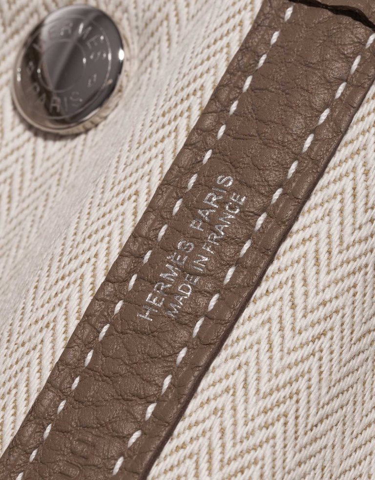 Pre-owned Hermès bag Garden Party 30 Veau Negonda Etoupe Brown Logo | Sell your designer bag on Saclab.com