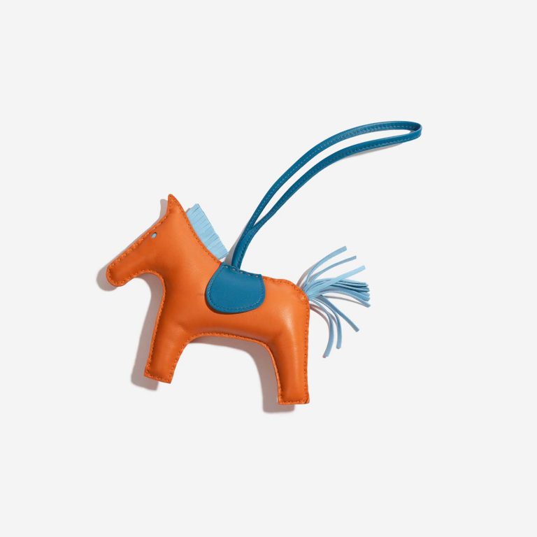 Pre-owned Hermès bag Rodeo GM Milo Lamb Orange H / Blue Atoll / Blue Mykonos Blue, Orange Front | Sell your designer bag on Saclab.com