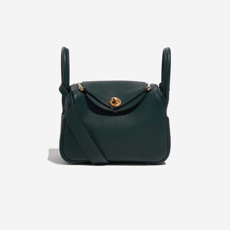 Pre-owned Hermès bag Lindy  20 Mini Taurillon Clemence Vert Cypress Green Front | Sell your designer bag on Saclab.com
