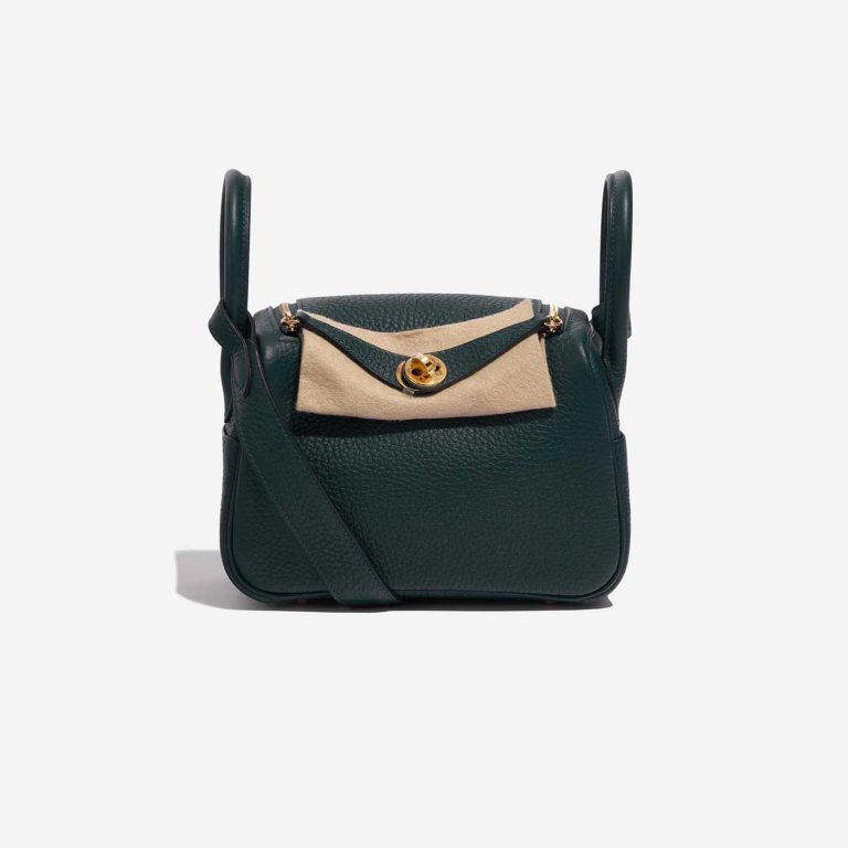 Pre-owned Hermès bag Lindy  20 Mini Taurillon Clemence Vert Cypress Green Front Velt | Sell your designer bag on Saclab.com