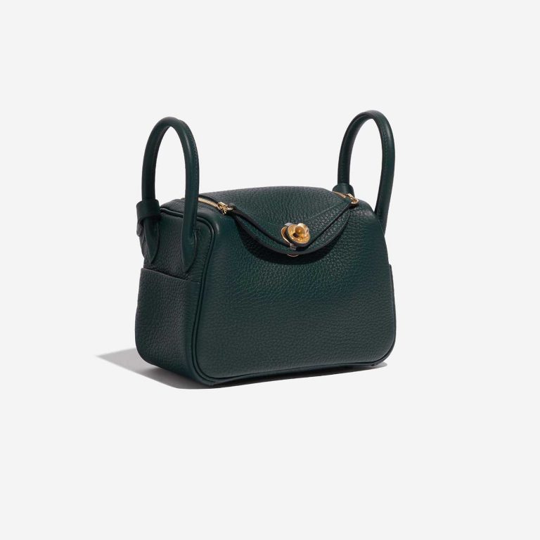 Pre-owned Hermès bag Lindy  20 Mini Taurillon Clemence Vert Cypress Green Side Front | Sell your designer bag on Saclab.com
