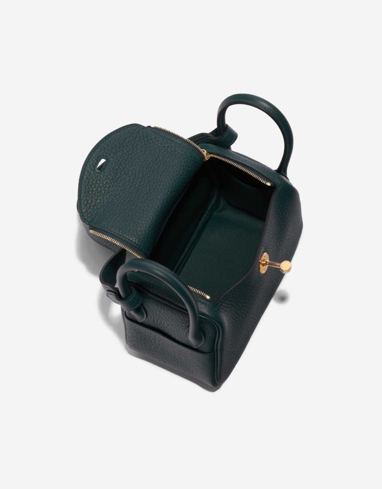 Pre-owned Hermès bag Lindy  20 Mini Taurillon Clemence Vert Cypress Green Inside | Sell your designer bag on Saclab.com
