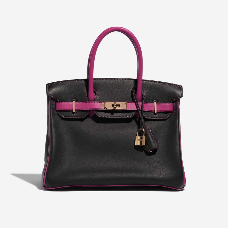 Pre-owned Hermès bag Birkin HSS 30 Swift Black / Rose Pourpre Black, Rose Front | Sell your designer bag on Saclab.com