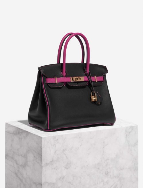 Pre-owned Hermès bag Birkin HSS 30 Swift Black / Rose Pourpre Black, Rose Front | Sell your designer bag on Saclab.com