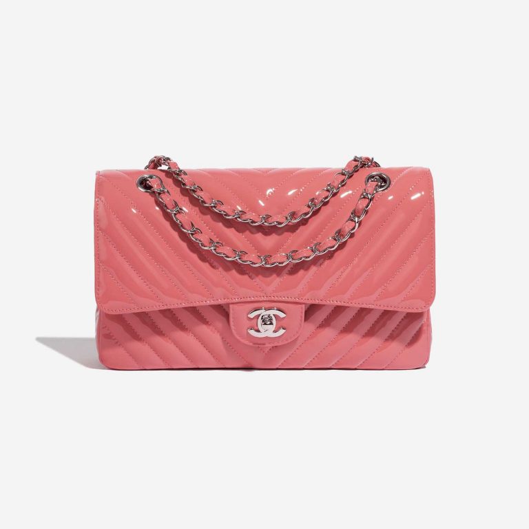 Pre-owned Chanel bag Timeless Medium Patent Pink Pink Front | Sell your designer bag on Saclab.com