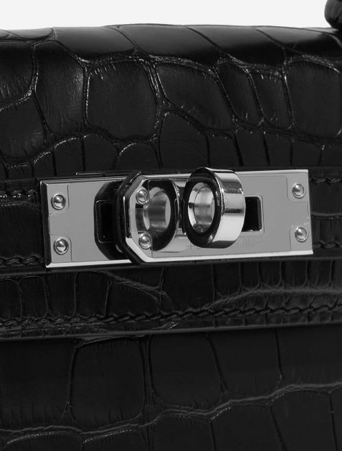 Pre-owned Hermès bag Kelly Mini Matte Alligator Black Black Closing System | Sell your designer bag on Saclab.com