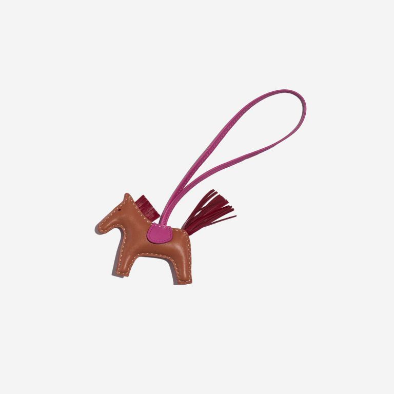 Pre-owned Hermès bag Rodeo PM Milo Lamb Gold / Rubis / Rose Pourpre Brown, Red, Rose Front | Sell your designer bag on Saclab.com
