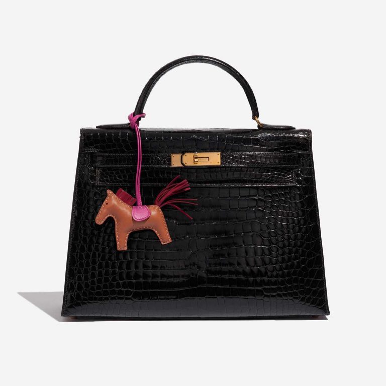 Pre-owned Hermès bag Rodeo PM Milo Lamb Gold / Rubis / Rose Pourpre Brown, Red, Rose Detail | Sell your designer bag on Saclab.com