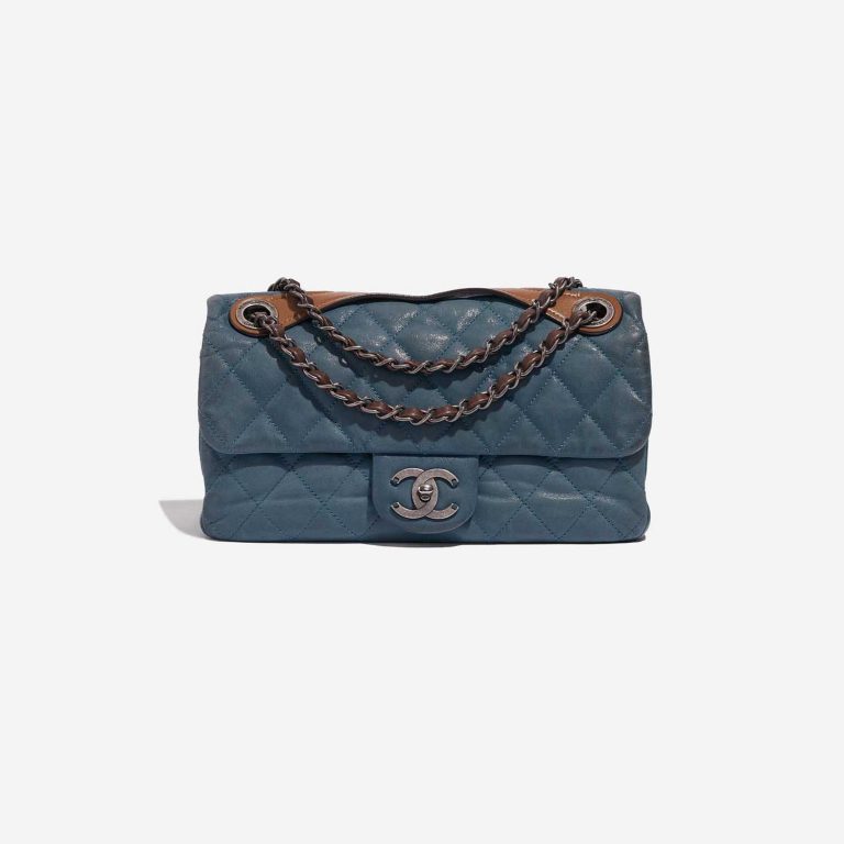 Pre-owned Chanel bag Timeless Medium Lamb Blue / Brown Blue, Brown Front | Sell your designer bag on Saclab.com