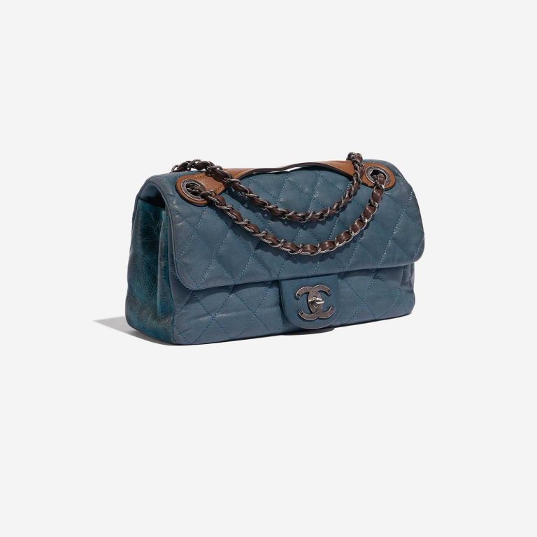 Pre-owned Chanel bag Timeless Medium Lamb Blue / Brown Blue, Brown Side Front | Sell your designer bag on Saclab.com