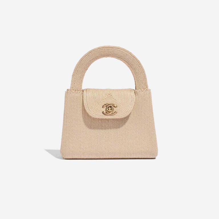 Pre-owned Chanel bag Timeless Handle Small Silk Rope Beige Beige Front | Sell your designer bag on Saclab.com