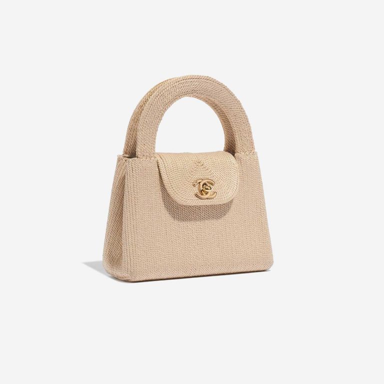 Pre-owned Chanel bag Timeless Handle Small Silk Rope Beige Beige Side Front | Sell your designer bag on Saclab.com