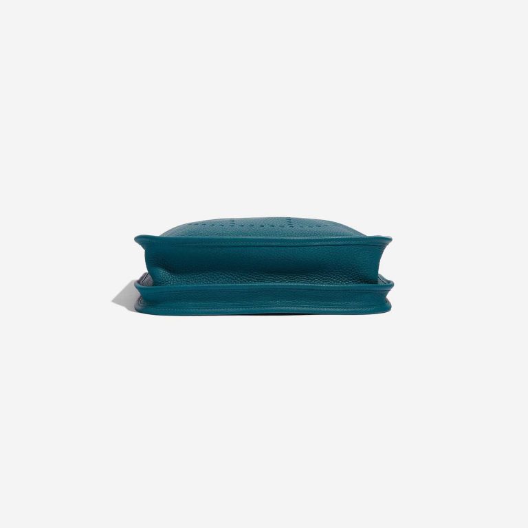 Pre-owned Hermès bag Evelyne 29 Taurillon Clemence Vert Bosphore Green Bottom | Sell your designer bag on Saclab.com