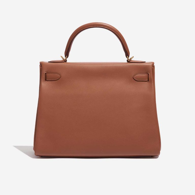 Pre-owned Hermès bag Kelly HSS 32 Swift Gold / Apricot Brown Back | Sell your designer bag on Saclab.com