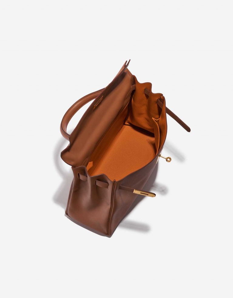 Pre-owned Hermès bag Kelly HSS 32 Swift Gold / Apricot Brown Inside | Sell your designer bag on Saclab.com