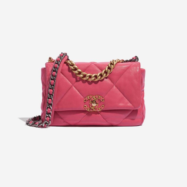 Pre-owned Chanel bag 19 Flap Bag Lamb Pink Pink Front | Sell your designer bag on Saclab.com