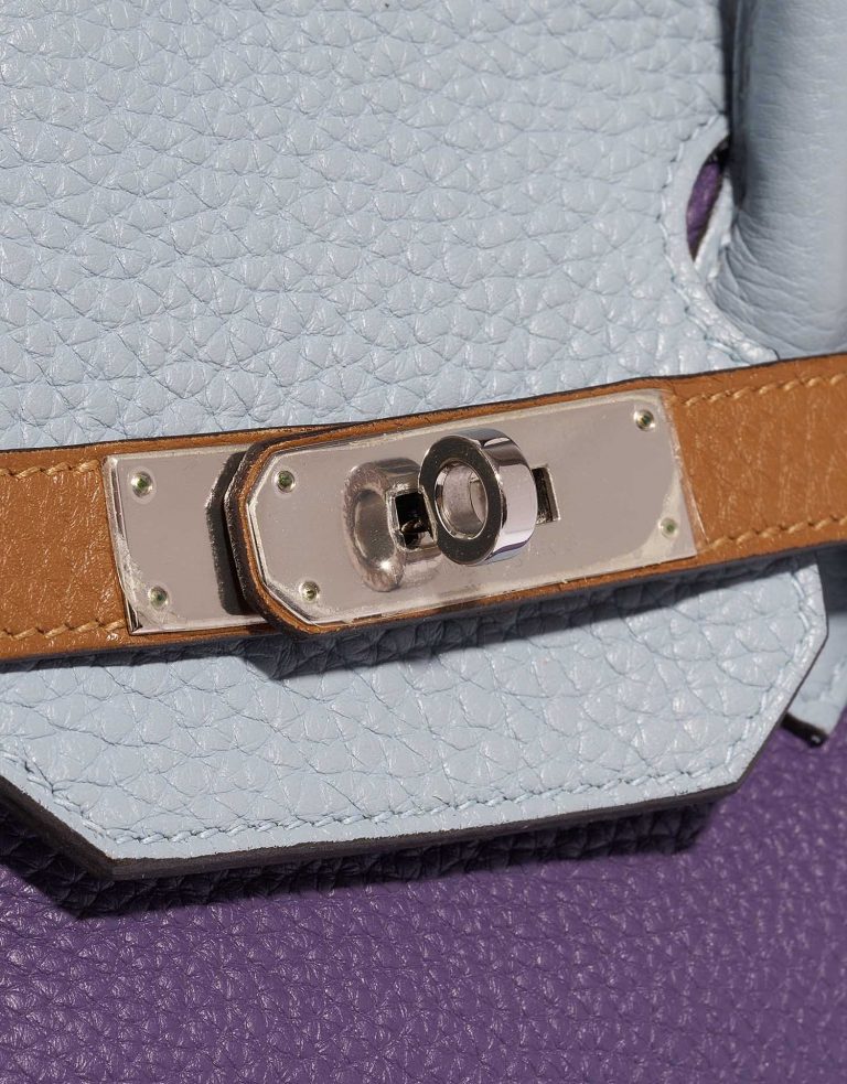 Pre-owned Hermès bag Birkin Harlequin 35 Clemence Ultra Violet / Etain / Bleu Lin / Bleu Obscur / Etoupe / Gold Multicolour Closing System | Sell your designer bag on Saclab.com