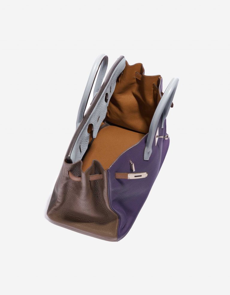 Pre-owned Hermès bag Birkin Harlequin 35 Clemence Ultra Violet / Etain / Bleu Lin / Bleu Obscur / Etoupe / Gold Multicolour Inside | Sell your designer bag on Saclab.com