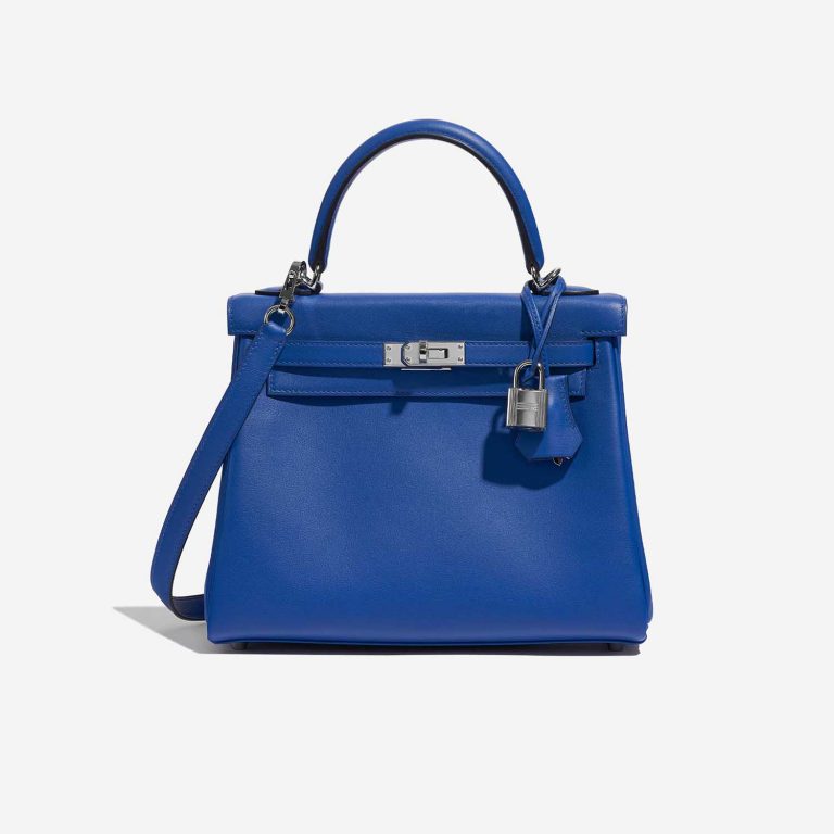Pre-owned Hermès bag Kelly 25 Swift Blue France Blue Front | Sell your designer bag on Saclab.com